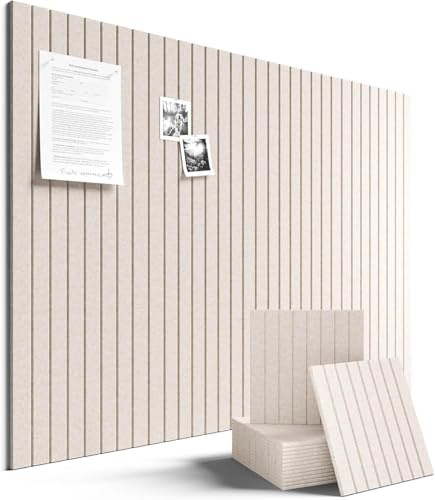 AMIGO 120 x 90 cm Filz Pinnwand Selbstklebend, 12 Pack Pinnwand Kork Alternative, Dekorative Vision Board Fotowand Pin Board Memoboard für Büro, Küche, Kinderzimmer, Beige