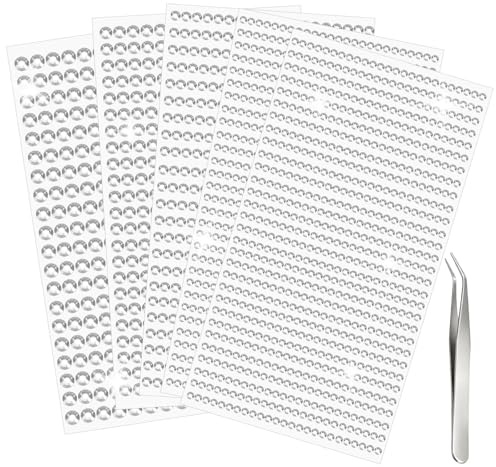 2542 Pcs Silver Gem Stickers, 5 Sheets Self Adhesive Gems, Acrylic Crystal Gems Stickers with Pick Up Tweezer, for DIY Nail Crafts Jewel Clothes Makeup (3/4/5/6mm)