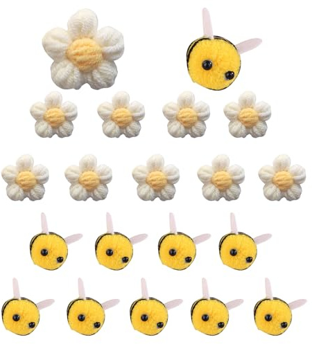 ARYIMYDP 20 Stück Biene Filzen Wolle Mini Dekoration, Filzbienen Klein, Bienen Figuren Streudeko, Gefilzte Bienen Verzierungen für Babyparty, Kostüm, DIY Handwerk, Anhänger, Wand, Hut Deko