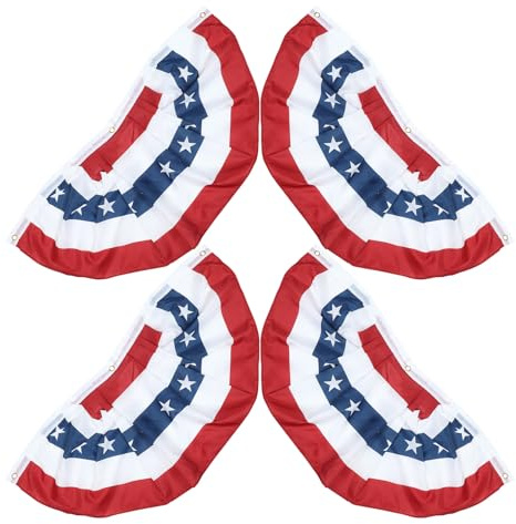 GALPADA Lot de 4 Fanions Plissés Drapeaux Américains 45X90Cm Guirlande Patriotiques pour Décoration Intérieure et Célébrations Extérieures