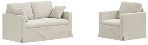 MOBCANT Elegant Sofa & modulares Sofa Creme Samt Polstergarnitur für Wohnzimmer, Schlafzimmer, Büro (138 x 78 x 80 cm)