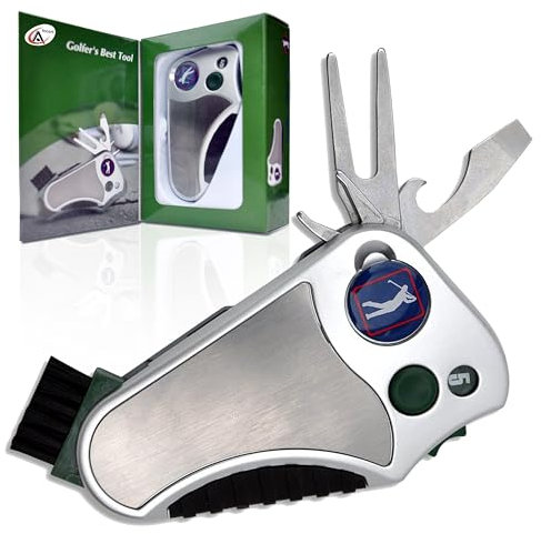 Golfer's Best Tool Golf Multitool All in One - Schlagzähler, Divot Repair Tool, Bürste, Cleat Tightener, Club Groove Cleaner, beste Golf-Geschenkidee für Männer und Frauen, Souvenir, Geschenk