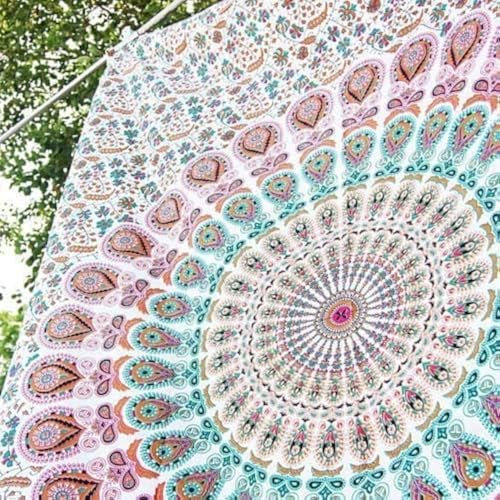 Aakriti Gallery Wandteppich mit Mandala-Motiv, ca. 215 x 140 cm, 100 % Baumwolle, rose, 85x55 inches