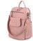 UTO Rucksack Damen Elegant mit Schultergurt Modischer Multifunktionsrucksack Schultertasche Herren PU Leder Backpack Kompartiment Reißverschluss Umhängetasche Schule Schulrucksack Handtasche Pink