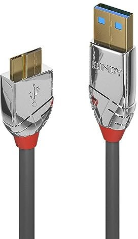 LINDY USB 3.2 Type A to Micro-B Cable, Cromo Line - Grey