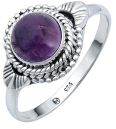 mantraroma Silberring Damen 925 Sterling Silber – runder Edelstein Ring, Vintage Statement Ring Schmuck, elegantes Geschenk für Frauen