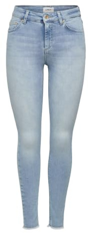 ONLY Womens Onlblush Mid Sk Ank Raw Jns Rea306 Noos Jeans, Blue (Light Blue Denim Light Blue Denim), XS / 32L UK