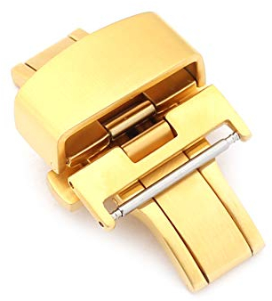 Bob Unisex Faltschließe für Uhrenarmbänder L316 Edelstahl Modell Klassik 18 mm Goldfarben, matt
