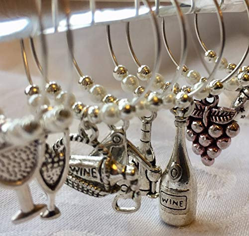 Wine Glass Charms x 8 Wine Gift Drinks Marker New Home Gift Drinks Markers Garden Party BBQ