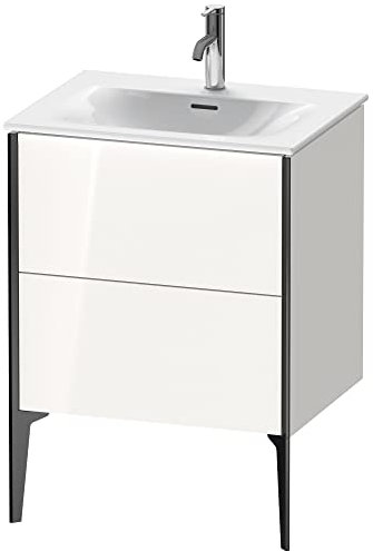 Duravit XViu 4300 Waschtischunterbau stehend, 2 Auszüge, für Waschtisch Viu 234463, 610x480 mm, Farbe (Front/Korpus): schwarz matt/weiß hgl. - XV43000B285