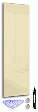 DekoGlas Magnettafel 'Beige' aus Glas 50x14cm, Memoboard inkl. Stift, Tuch & Magnet, Metall-Pinnwand für Küche & Büro