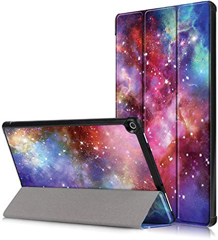 Shinyzone Case for Amazon Fire HD 10 Inch 2019/2017, Stand Cover with Stand Smart Cover with Auto Sleep/Wake Function, TPU Shockproof PU Leather Case, Galaxy