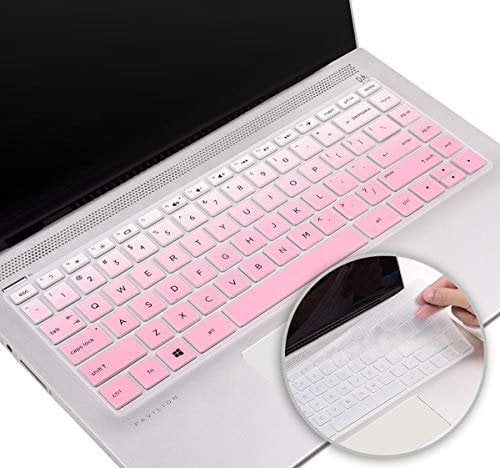 Keyboard Cover for HP Laptop 14& HP Pavilion x360 14 14-dk 14-fq 14-dq/dk/cf Series 14-dq1040 14m-ba011dx ba013dx 14-dh2097nr 14-bw006nr 14-bf040wm 14-fq0033dx 14-fq0013dx(Pink+Clear)