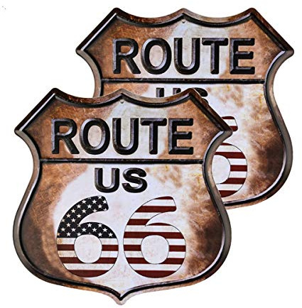 Confezione da 2 cartelli stradali vintage US Route 66