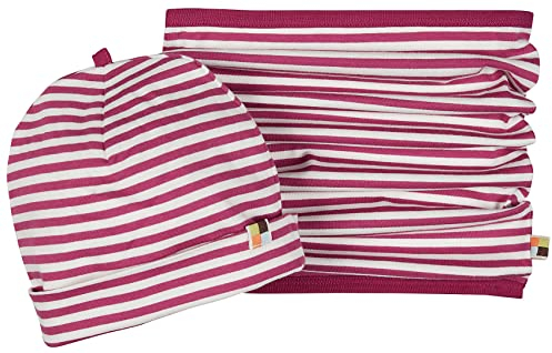 loud + proud Unisex Kinder Set Schlauchschal, GOTS Zertifiziert Beanie-Mütze, Orchid, 98/104, 7200