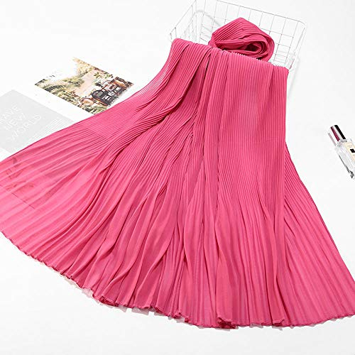 Schal Damen Perlen Chiffon Faltenrock Mit Turban Für Damen High-End-Mode Turban Seide Schal-6 Hellrosa Rot_85 * 180Cm