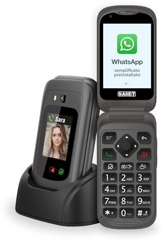 SAIET - Link 4 Cellulare Smart Senior - Telefono Per Anziani 4G e Bluetooth -Tasti e Lettere Grandi - Smartphone con Whatsapp e SOS
