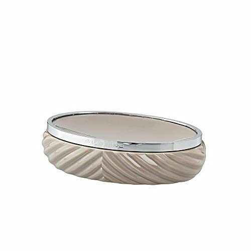 Lene Bjerre Seifenschale Milda, braun silber, Keramik Zinklegierung