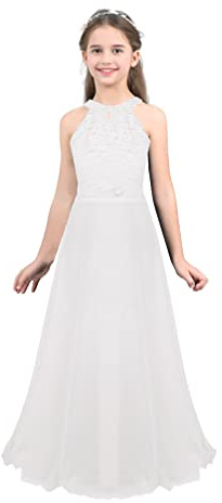 Agoky Mädchen Ärmellos Spitze Hochzeit Blumenmädchenkleider Kinderkleid Festlich Kommunionkleid Bodenlang Rock