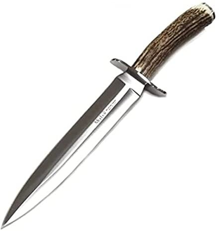 LO TRINCO YO Muela VIKINGO-23A con Hoja de Acero Inoxidable MoVa de 23 cm y empuñadura de asta de Ciervo de 13,5 cm ideal para Caza, Pesca, Supervivencia y Bushcraft