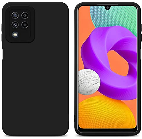 Cadorabo Hülle kompatibel mit Samsung Galaxy M22 M32 4G Schutzhülle TPU Silikon Case Liquid Design mit Kameraschutz Slim Kratzfest Gummi mit Rundumschutz Case Hülle für Galaxy M22 M32 4G in Schwarz