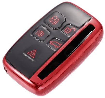 X AUTOHAUX Car Auto Key Fob Cover 5 Button Remote Key Fob Case Replacement Red