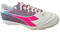 Diadora Brasil Elite Veloce GR TFR, Scarpe per Calcetto a Cinque Uomo, Wht/Pink Fluo/Blue Fluo, 45 EU