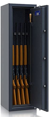 SafeHero Waffenschrank Klasse 0 EN 1143-1 Secureo Hawk 5 | Waffenschrank 0 für 5 Langwaffen | Langwaffenschrank Elektronikschloss & Notschlüssel | Waffenschrank Langwaffen, Kurzwaffen + Munition