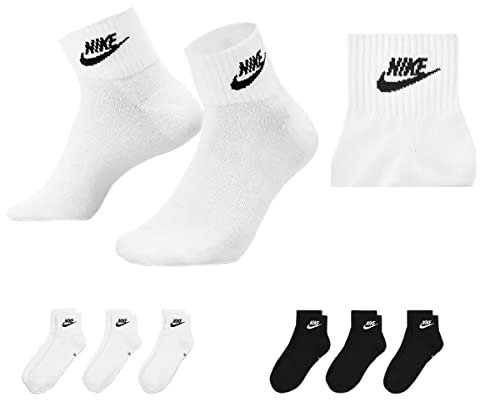 NIKE U NK V CUSH Knöchelsocken für Erwachsene, Unisex, 3 Stück, 3 Paar Weiß 3 Paar Schwarz, 46-50