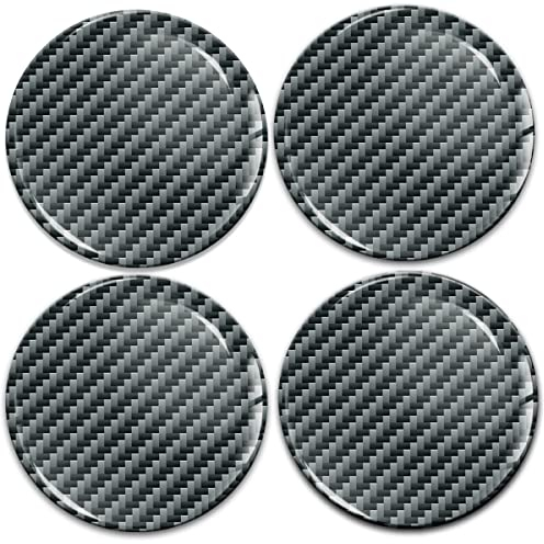 Biomar Labs 4 x 68mm Aufkleber 3D Silikon Schwarz Silber Design Kohlenstoff Carbon Für Radkappen Nabenkappen Radnabendeckel Rad-Aufkleber Nabendeckel A 10668