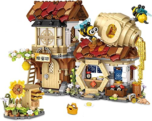 Japan Straßenansicht Honig Werk statt Mini Bausteine, MOC Creative STEM Japanisch Toys Friends mädchen 6-12 Model Set, 1242 PCS Klemmbausteine Haus Toy Gift (Nicht Kompatibel Mit Gängigen Marken)