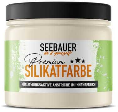SEEBAUER diy Silikatfarbe Beige 300ml für Innen (No. 435 Vanilla Cream) Atmungsaktive Mineralfarbe für Allergiker - Abwaschbare Wandfarbe - Beigetöne hohe Deckkraft