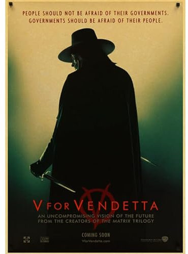 BOBSLA Poster V For Vendetta Classic Tv Movie Poster Art Wall Canvas Painting Posters And Prints Home Decor 50X70Cm Kein Rahmen