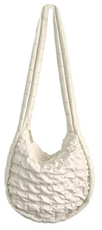 WUURAA Plissee Cloud Bag Minimalistisches gerafftes Design Umhängetasche Mode Handtaschen Beutel für Damen Frauen Mädchen PU Leder - Hobo Bag, beige