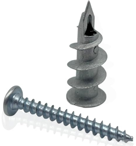 Tradeals Gipskarton-Befestigungen mit Schrauben, robustes Metall, selbstbohrend, professionelle Qualität, Gipskarton-Wandbefestigungen, Gipskarton-Zinklegierung, selbstbohrender Anker, 32 mm Bolzen,