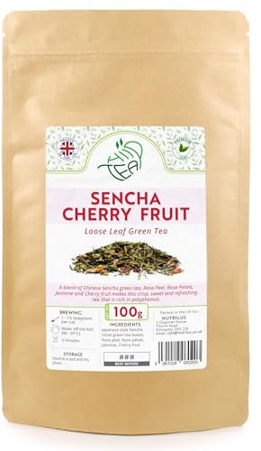Hiip Tea Sencha Cherry Fruit - Premium Japanese-style Green Tea (Sencha Cherry Fruit, 100g)