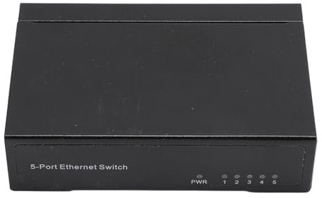 Yunseity Ethernet Switch, Ethernet Splitter Installazione Facile Metal 100 Mbps Compact 5 Porta per Home for Game Console (Spina europea)