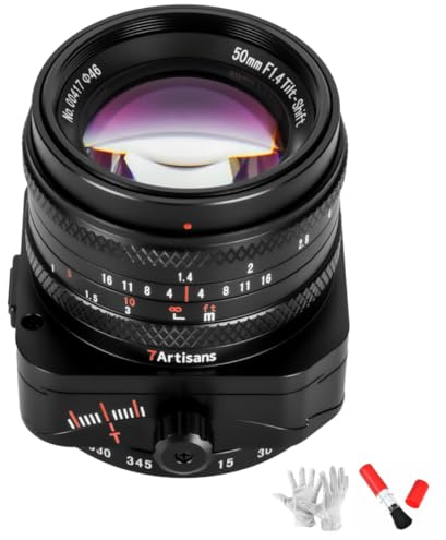 7ARTISANS 50mm F1.4 APS-C Obiettivo Tilt Shift, 7 elementi in 6 gruppi, angolo di visione di 46°, anello di apertura de-cliccato, per Fujifilm X-Mount