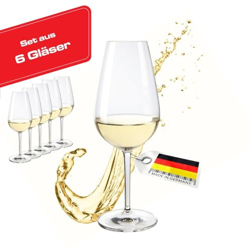 Peter Steger ONEforALL® Premium Weißweingläser - 6 Gläser - Kristallklar [Spülmaschinenfest] Ideal für Weinliebhaber | Weingläser Set Wein Glas für ein intensives Geschmackserlebnis - JETZT NEU
