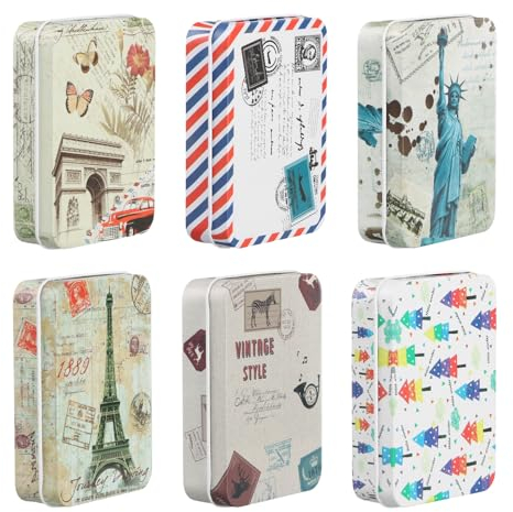 Nivofu,6 Stück Bunt Metalldosen mit Deckel,klein blechdose,Tragbare mini metall aufbewahrungsbox,Rechteckig metallbox,9 x 6,5 x 2,4 cm Metalldosenbehälter für Sügigkeiten und Kleinen Gegenständen