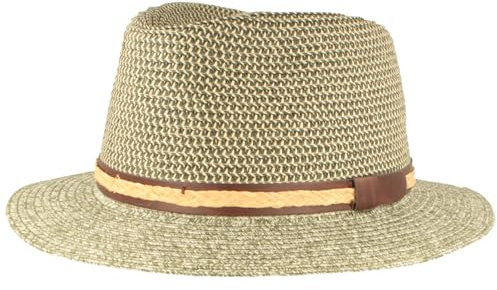 Strohhut Bogart Traveller Sommerhut Sonnenhut aus 100% Papier knautschbar mit Garnitur Hut Besonders Leicht Grün meliert S