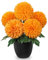 Hollyone Künstliche Chrysantheme Orange Kunstblumen im Topf, 30cm Seide Chrysantheme Blumen Kugeln Deko, Künstliche Hortensie Dekorative Blume für Büro Haus Schlafzimmer Wohnzimmer Tischdeko