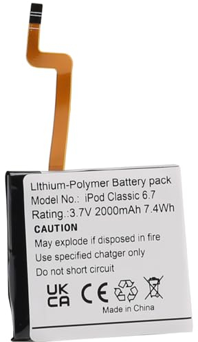 CHUNCAIL Akku kompatibel für iPod Classic 6.7, 3,7V 2000mAh 7,4Wh Lithium-Polymer-Akku