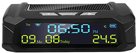 Solimery Orologio solare digitale per auto con display LCD Data ora Display di temperatura per auto per la decorazione di parti personali per esterni B