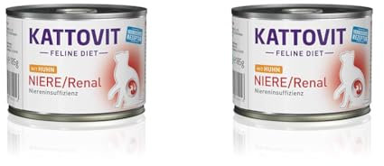 Kattovit - Niere/Renal Nassfutter für Katzen | Katzen-Nassfutter zur Unterstützung der Nierenfunktion für ausgewachsene Katzen. Diätfutter als Alleinfuttermittel in der Dose | 12 x 185 g Huhn