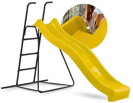 Spielturmking® Kinder Rutsche mit Podest Outdoor Garten Spielgeräte, Stabile Wasserrutsche mit Leiter für Kinder, Alternative zu Indoor Spielgeräten, 2,30 Meter lang (Gelb)