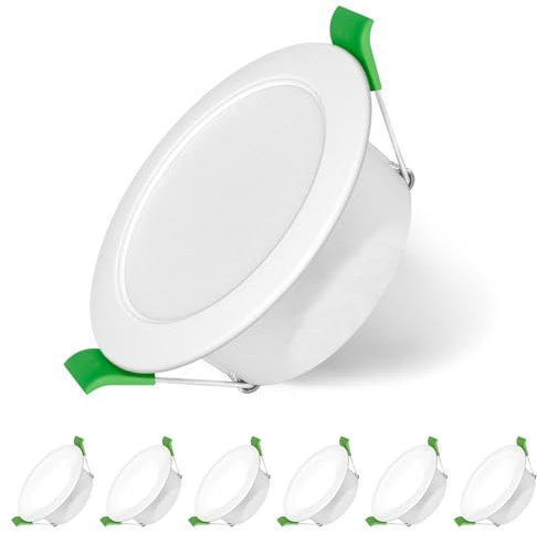 Jaenmsa Focos LED Interior Techo 230V, 8W Ø 75-85mm IP44, No Regulables, Downlight Led Techo Empotrable Blanco Neutro 4000K,Ojos de Buey Led para Techo, juego de 6
