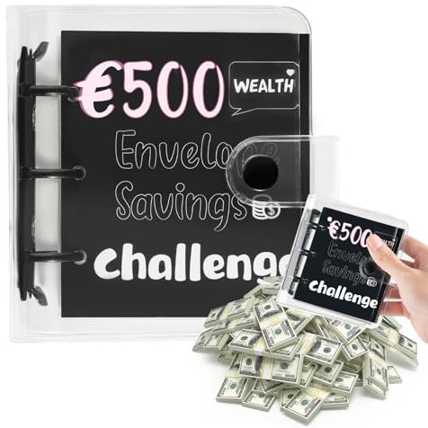 Budget Planner Deutsch EURO Budget Planer Geld Organizer, Mini Binder Taschen Ringbuchordner für Finanzplaner Budget Sparen Mappe Cash Stuffing Startset Weihnachten Geburtstag Geschenk (Schwarz1)