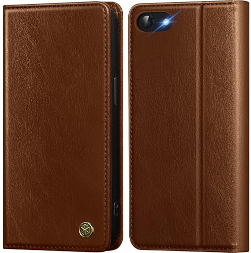 GUCASBE Handyhülle für iPhone SE 2020/2022 Hülle iPhone 7 / iPhone 8 Hülle Premium PU Lederhülle Wallet Flip Case mit Kartenfach Standfunktion RFID Schutzhülle Klapphülle für iPhone 8/7/SE,Retro Braun