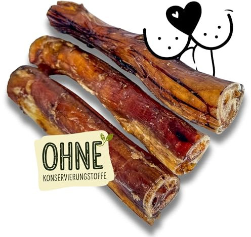 Naturbiss Ochsenziemer für Hunde 15 cm – 3 Stück, 100% natürlich luftgetrocknet, Harter Kausnack, lecker Knabberspaß für Hunde jeder Größe - ohne künstliche Zusätze